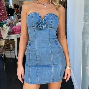 Country rose denim dress